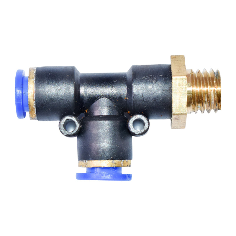 Raccordo rapido a T in plastica con connettore rapido e vite in metallo fi 8x8 con M12