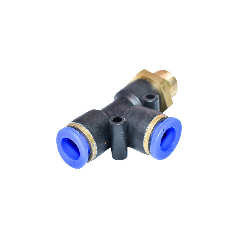 Raccordo rapido a T in plastica con connettore rapido e vite in metallo fi 8x8 con M12 - immagine 2
