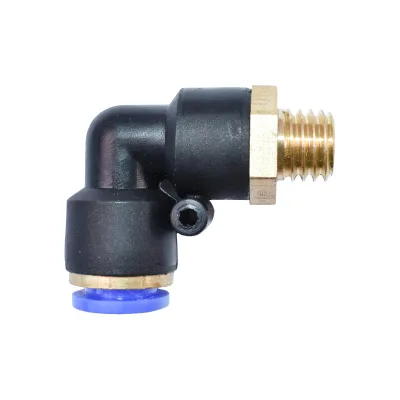 Raccordo rapido gomito in plastica e vite in metallo fi 10 con M12 - immagine 2