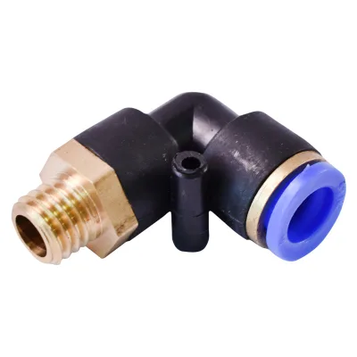 Raccordo rapido gomito in plastica e vite in metallo fi 10 con M12 - immagine 3