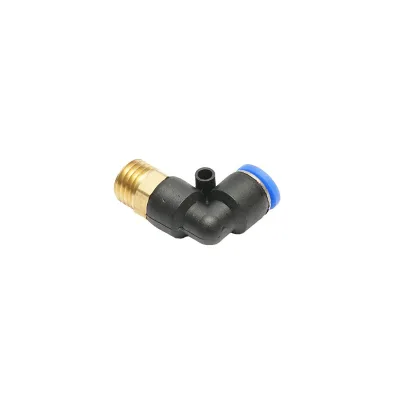 Raccordo rapido gomito in plastica e vite metallica fi 6 con M12 - immagine 2