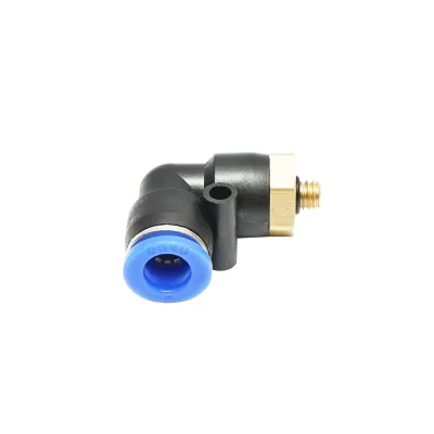Raccordo rapido riduzione a gomito in plastica per tubo da 8 mm e filettatura metallica M6 - immagine 2