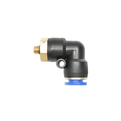 Raccordo rapido riduzione a gomito in plastica per tubo da 8 mm e filettatura metallica M6