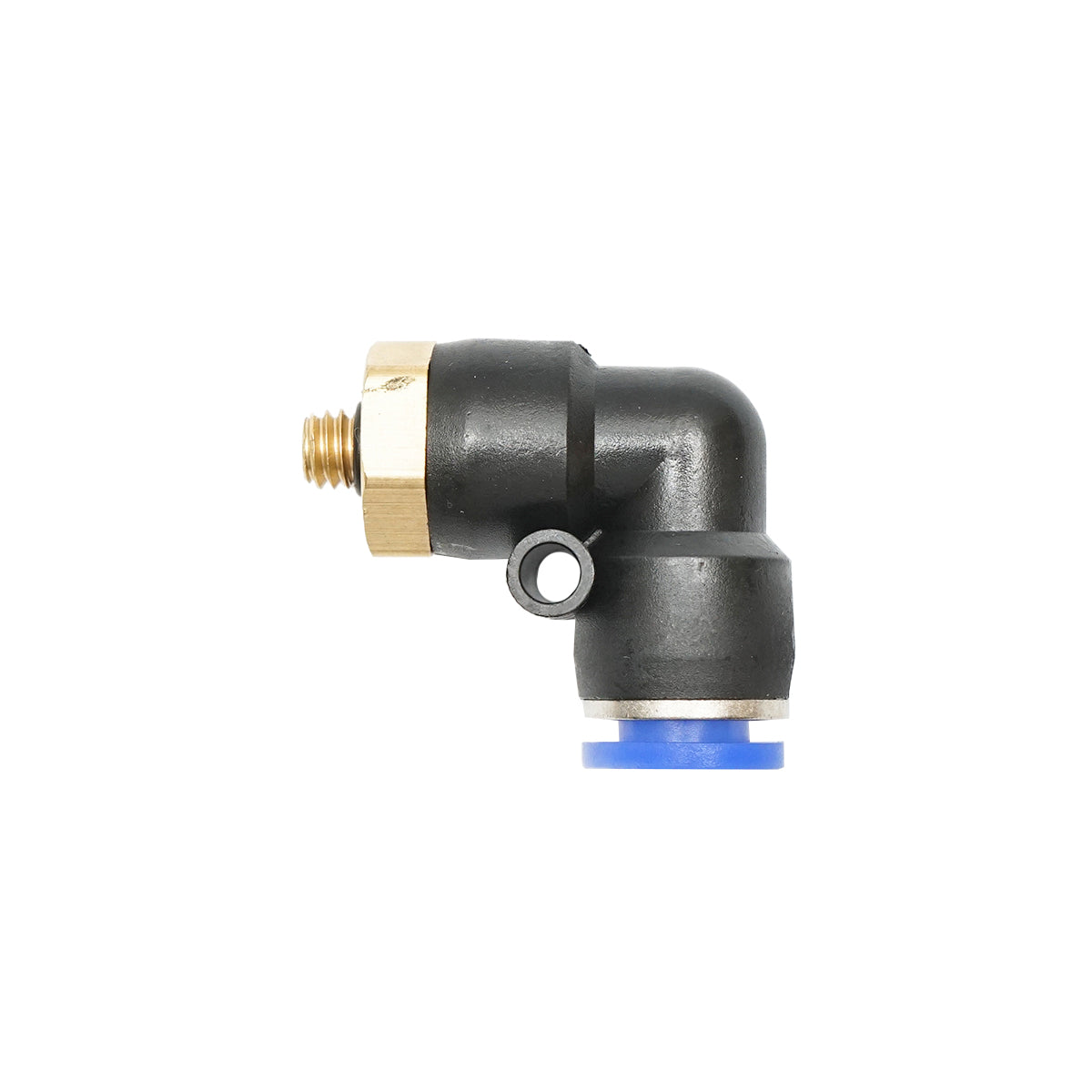 Raccordo rapido riduzione a gomito in plastica per tubo da 8 mm e filettatura metallica M6
