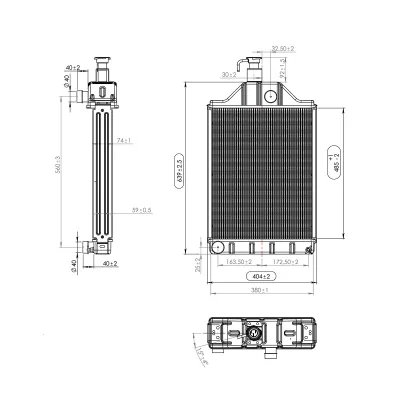 Radiatore di raffreddamento ad acqua motore Perkins per Massey Ferguson codice OEM 150-10, 897358A4, 897358A4A, 897358E4, 897358E4A, 897358M3 Breckner Germany - immagine 2