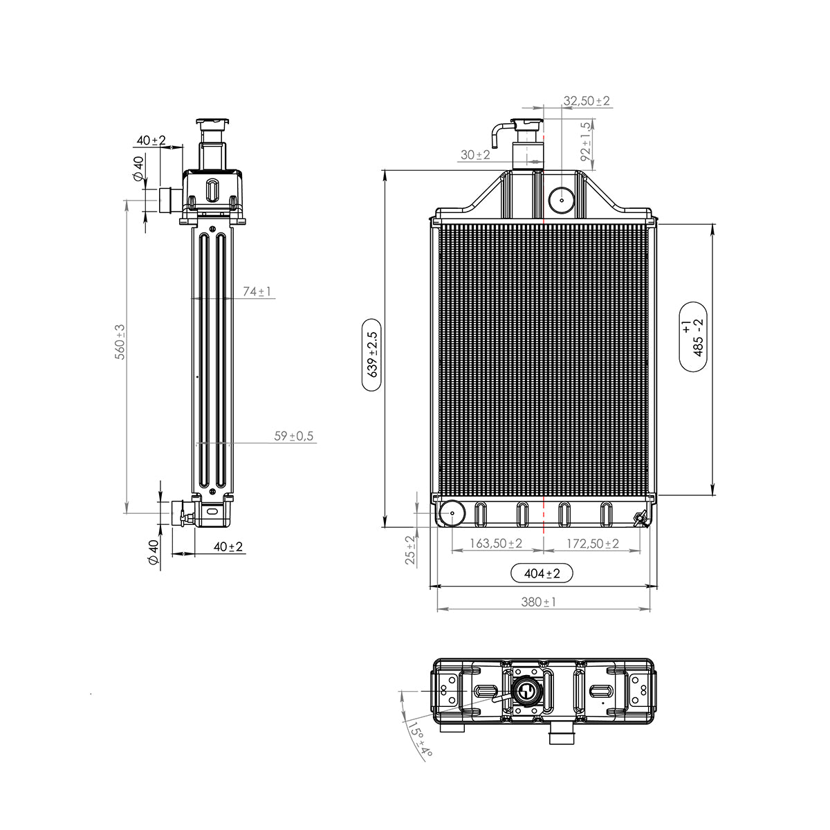 Radiatore di raffreddamento ad acqua motore Perkins per Massey Ferguson codice OEM 150-10, 897358A4, 897358A4A, 897358E4, 897358E4A, 897358M3 Breckner Germany - immagine 2