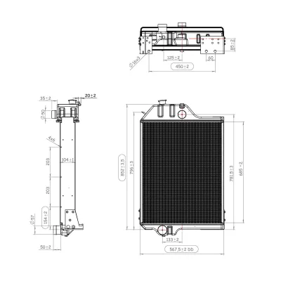 Radiatore raffreddamento acqua con 5 file di celle per John Deere 4430 codice OEM 150-324, AR61879 - immagine 2