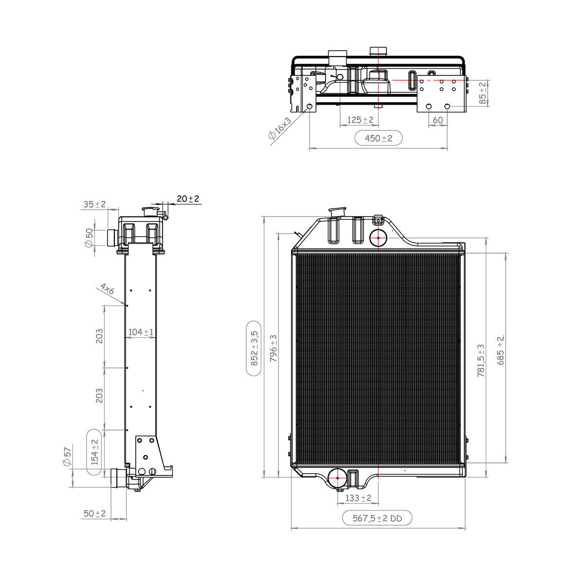 Radiatore raffreddamento acqua con 5 file di celle per John Deere 4430 codice OEM 150-324, AR61879 - immagine 2