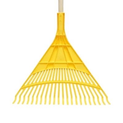Rastrello in plastica per foglie, manico in legno 120cm, 22 denti Crownman - immagine 3