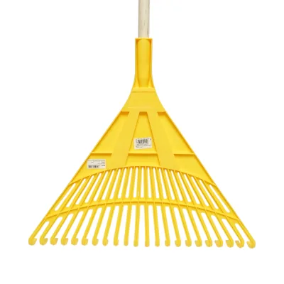 Rastrello in plastica per foglie, manico in legno 120cm, 22 denti Crownman - immagine 4