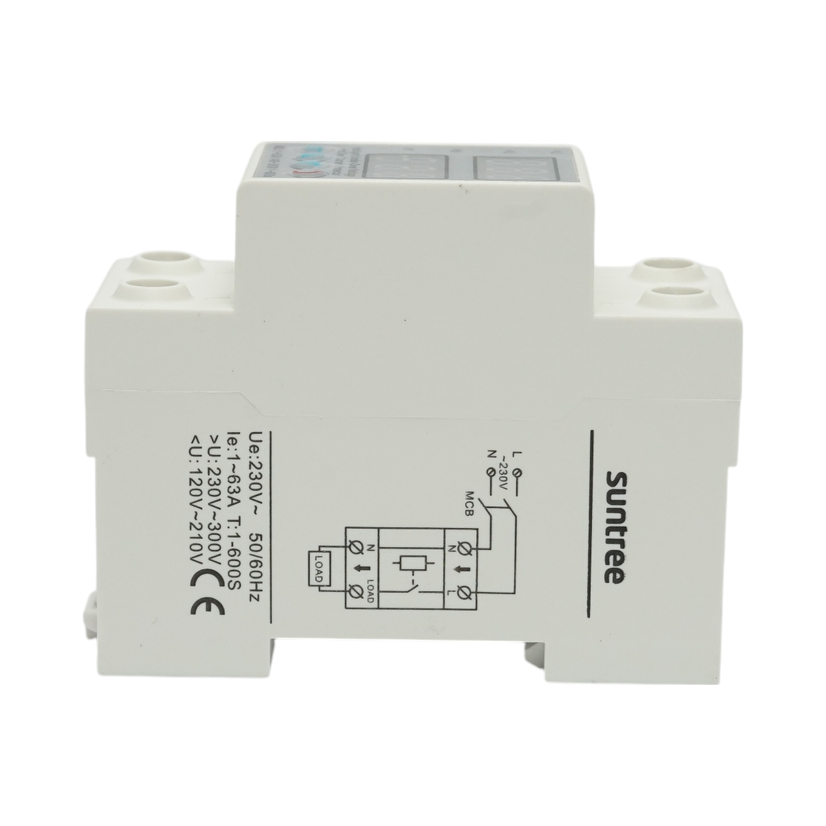 Relè di sicurezza digitale 63A 2P 140-300V protezione da sottotensione, sovratensione, sovracorrente Suntree - immagine 2