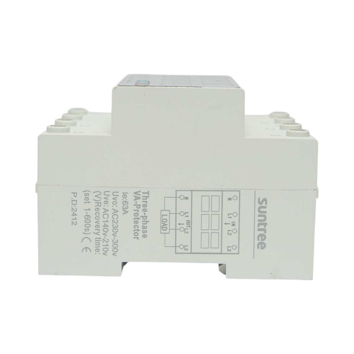 Relè digitale di sicurezza 4P 63A 300V trifase per monitoraggio e protezione da sottotensione e sovratensione Suntree - immagine 3