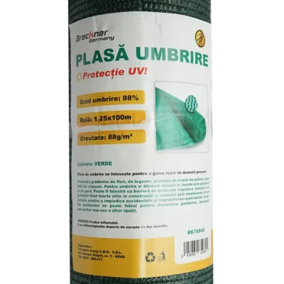 RETE FRANGIVISTA RETE OMBREGGIANTE verde,  OSCURAMENTO 88%, larghezza 1.25 m, lunghezza 100 m, realizzata in polietilene con protezione UV - immagine 3