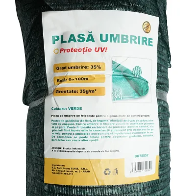 Rete ombreggiante 35%, larghezza 9 m e lunghezza 100 m, verde in polietilene con protezione UV - immagine 4