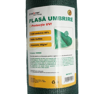 Rete ombreggiante 85%, larghezza 2 m, lunghezza 50 m, colore verde, in polietilene con protezione UV - immagine 3