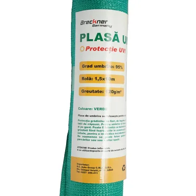 Rete ombreggiante 95%, larghezza 1,5 m, lunghezza 10 m, colore verde, in polietilene con protezione UV - immagine 3