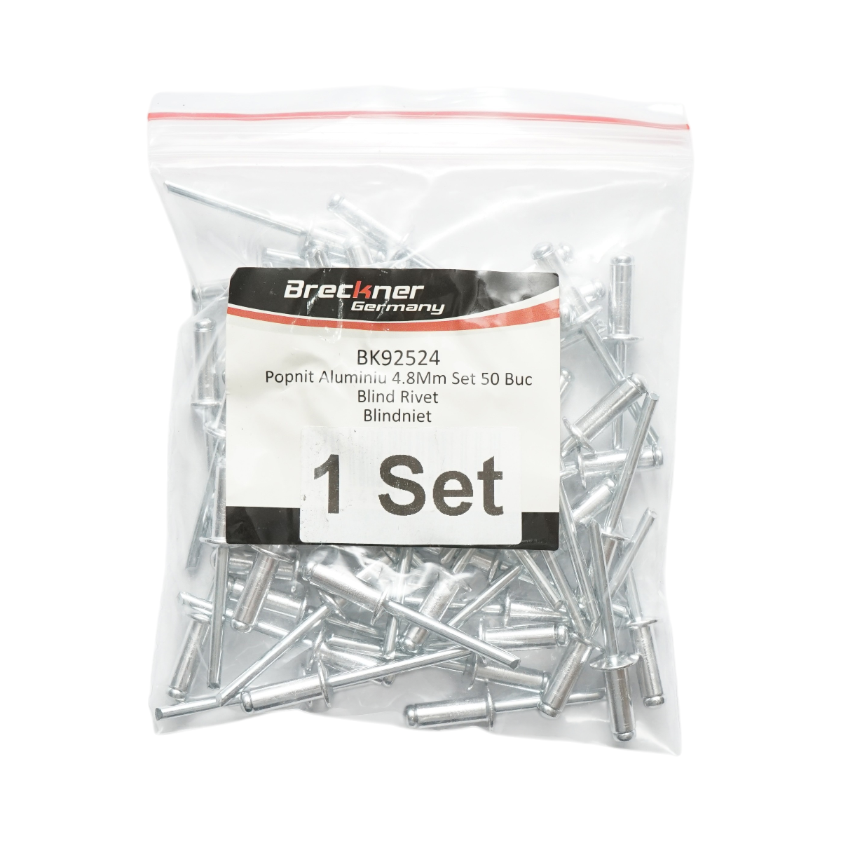 Rivetti a strappo in alluminio 4,8x12,7 mm, 50 pezzi/set Breckner Germany