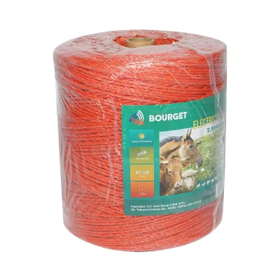 Rolo di filo arancione, diametro 2.5 mm, 3x0.15 mm SS, 1000 m per recinzione elettrica, resistenza 15 Ohm, Bourget - immagine 2