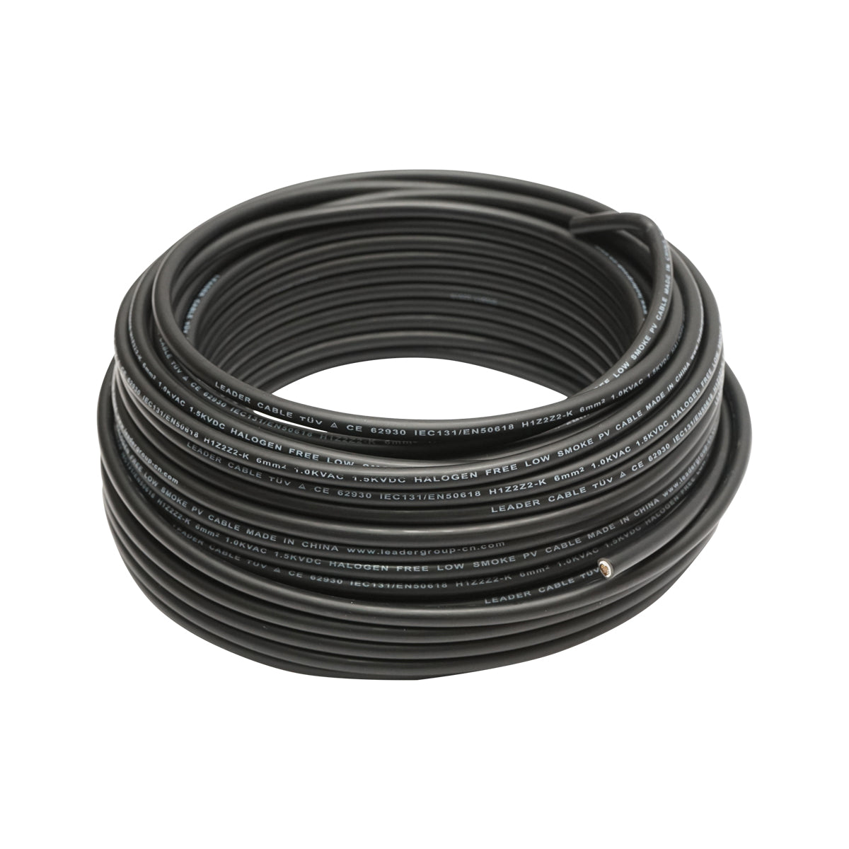 Rotolo di cavo per pannello solare 6mmx10m nero 1,5KV, H1Z2Z2-K Leader