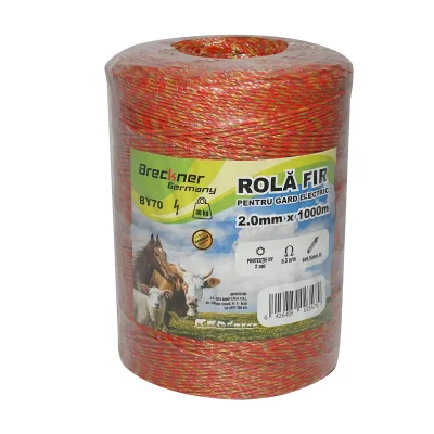 Rotolo di filo giallo-rosso 2 mm, 6x0,15 mm acciaio inox SS, 5,5 Ohm/m recinzione elettrica 1000 m Breckner Germany