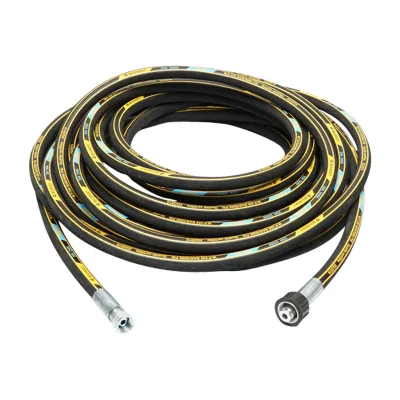 Rotolo di tubo flessibile DN8 1SN da 17 m con spina 22x1,5 mm e raccordo da 3/8 alle estremità - immagine 4