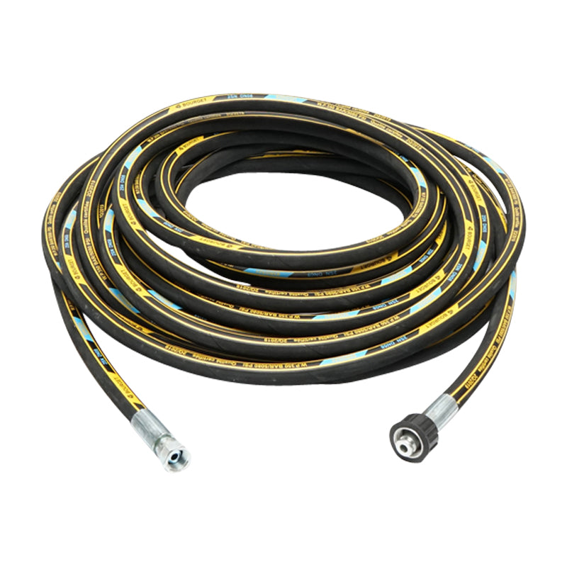 Rotolo di tubo flessibile DN8 1SN da 17 m con spina 22x1,5 mm e raccordo da 3/8 alle estremità - immagine 4