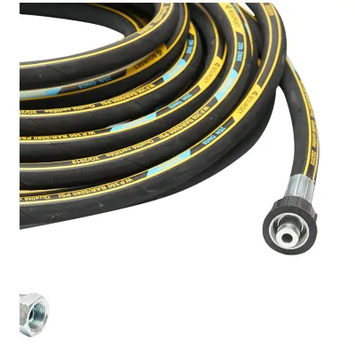Rotolo di tubo flessibile DN8 1SN da 17 m con spina 22x1,5 mm e raccordo da 3/8 alle estremità - immagine 2