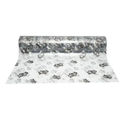 Rotolo pellicola protettiva per tavolo in PVC siliconato trasparente – modello floreale nero Materiale: PVC siliconato trasparente  Dimensioni rotolo: 1,00 × 20 m Breckner Germany - immagine 2
