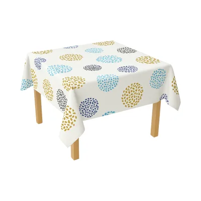 Rotolo tovaglia decorativa in PVC – modello cerchi multicolore Materiale: PVC con supporto tessile (45 g/m²)  Dimensioni rotolo: 1,37 × 20 m Breckner Germany