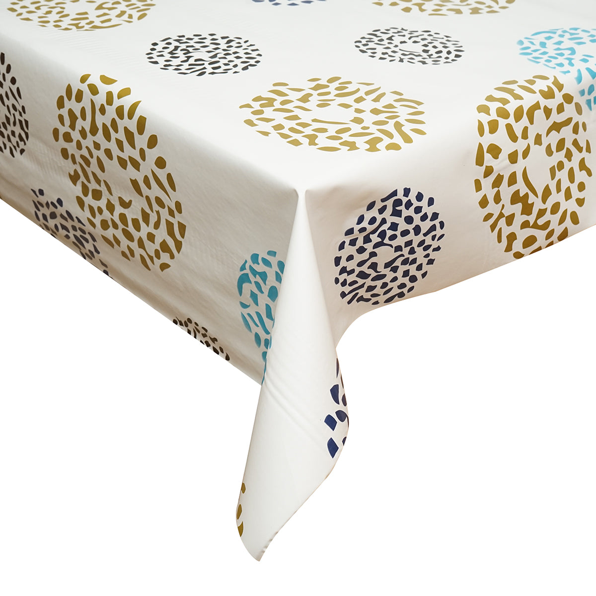 Rotolo tovaglia decorativa in PVC – modello cerchi multicolore Materiale: PVC con supporto tessile (45 g/m²)  Dimensioni rotolo: 1,37 × 20 m Breckner Germany - immagine 3