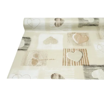Rotolo tovaglia decorativa in PVC – modello cuori color crema Materiale: PVC con supporto tessile (45 g/m²)  Dimensioni rotolo: 1,37 × 20 m Breckner Germany - immagine 5