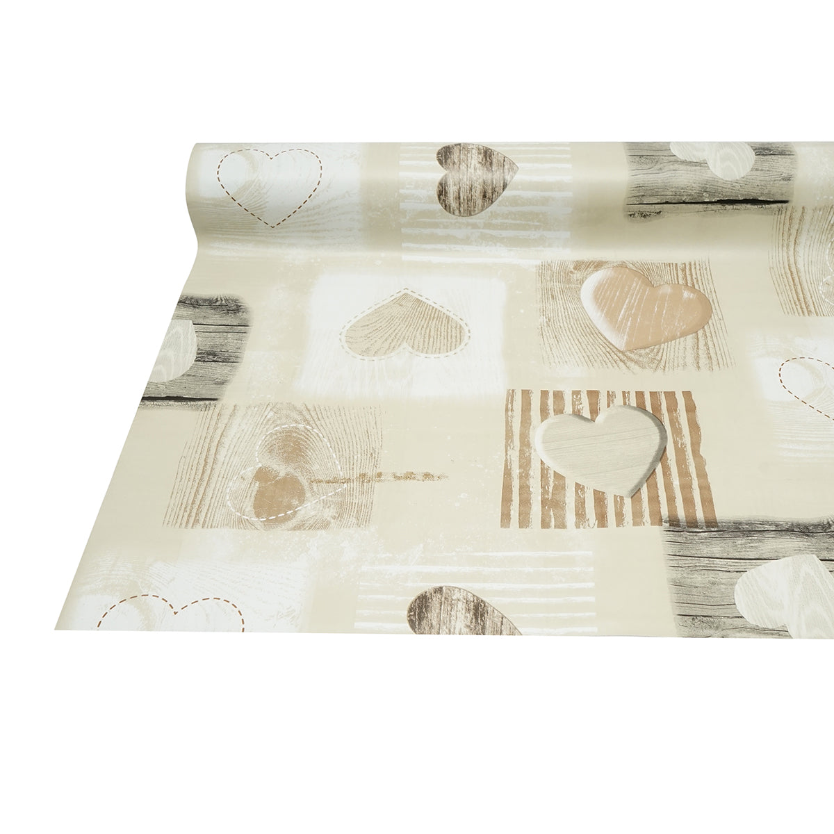 Rotolo tovaglia decorativa in PVC – modello cuori color crema Materiale: PVC con supporto tessile (45 g/m²)  Dimensioni rotolo: 1,37 × 20 m Breckner Germany - immagine 5