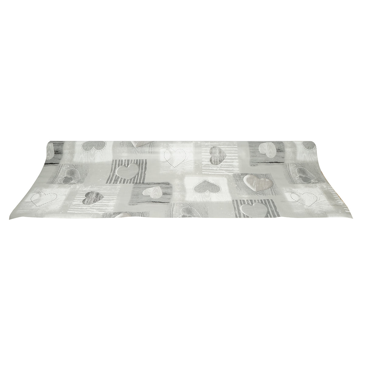 Rotolo tovaglia decorativa in PVC – modello cuori grigi Materiale: PVC con supporto tessile (45 g/m²)  Dimensioni rotolo: 1,37 × 20 m Breckner Germany - immagine 2