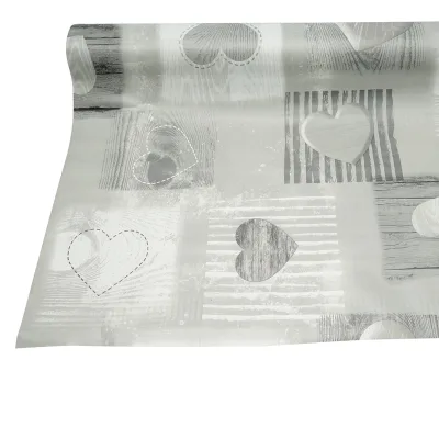 Rotolo tovaglia decorativa in PVC – modello cuori grigi Materiale: PVC con supporto tessile (45 g/m²)  Dimensioni rotolo: 1,37 × 20 m Breckner Germany - immagine 5
