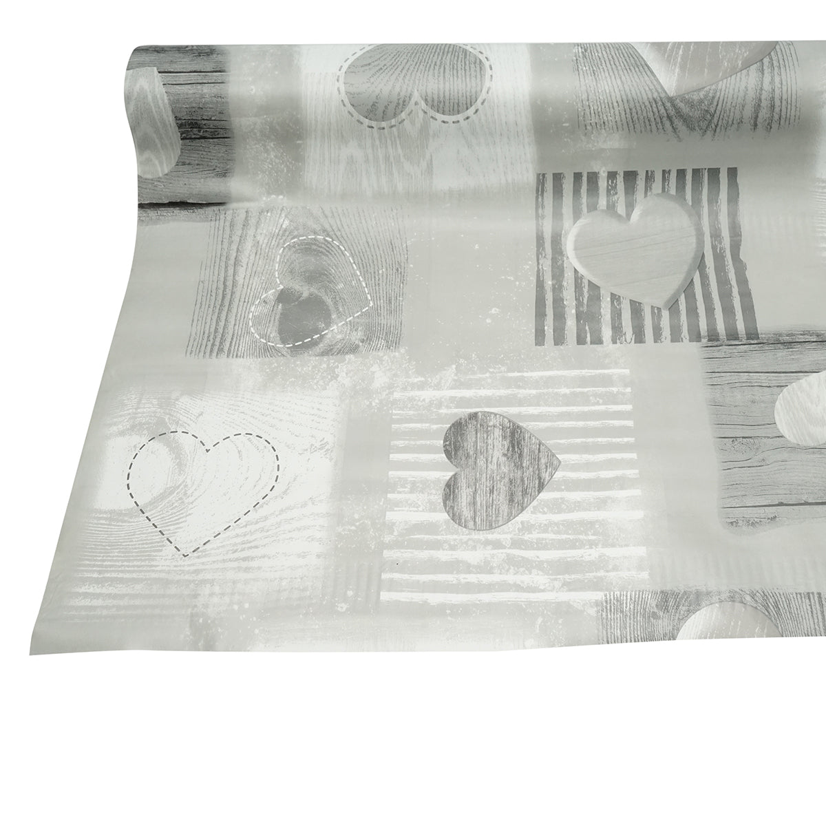 Rotolo tovaglia decorativa in PVC – modello cuori grigi Materiale: PVC con supporto tessile (45 g/m²)  Dimensioni rotolo: 1,37 × 20 m Breckner Germany - immagine 5