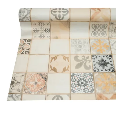 Rotolo tovaglia decorativa in PVC – modello piastrelle vintage Materiale: PVC con supporto tessile (45 g/m²)  Dimensioni rotolo: 1,37 × 20 m Breckner Germany - immagine 5