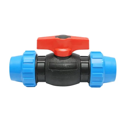 Rubinetto a sfera con giunto D40x1-1/4, PN16 per sistemi di irrigazione.