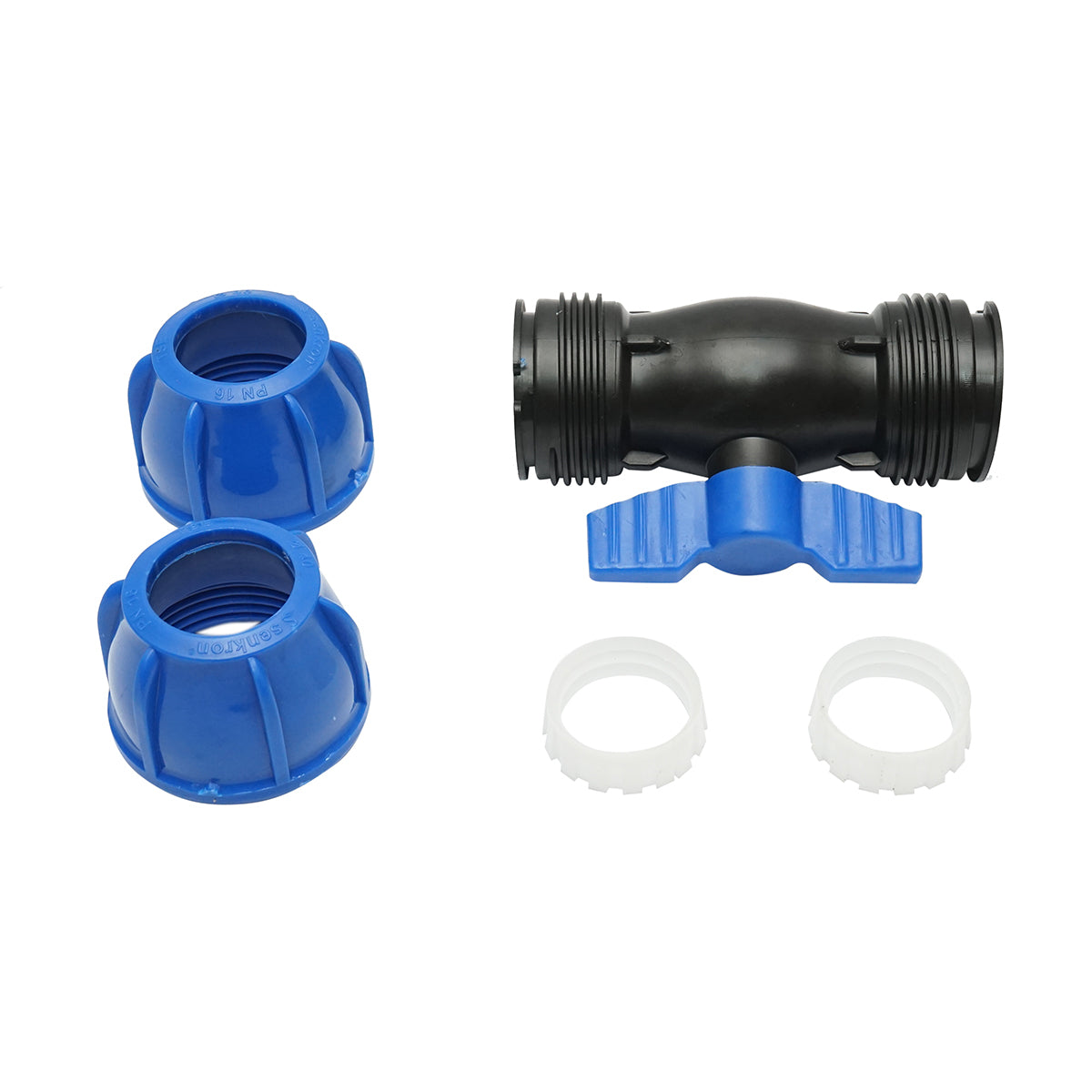 Rubinetto a sfera con giunto di compressione D40x40mm, PN16 per sistemi di irrigazione. - immagine 4