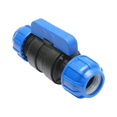 Rubinetto a sfera con giunto di compressione PEHD D40x40mm, PN10 per sistemi di irrigazione - immagine 3