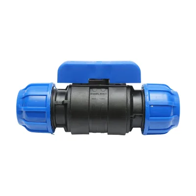 Rubinetto a sfera con giunto di compressione PEHD D40x40mm, PN10 per sistemi di irrigazione