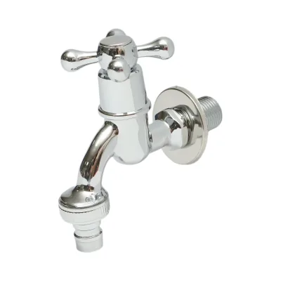 Rubinetto per acqua di servizio, montaggio a parete, acciaio inox, cromo lucido