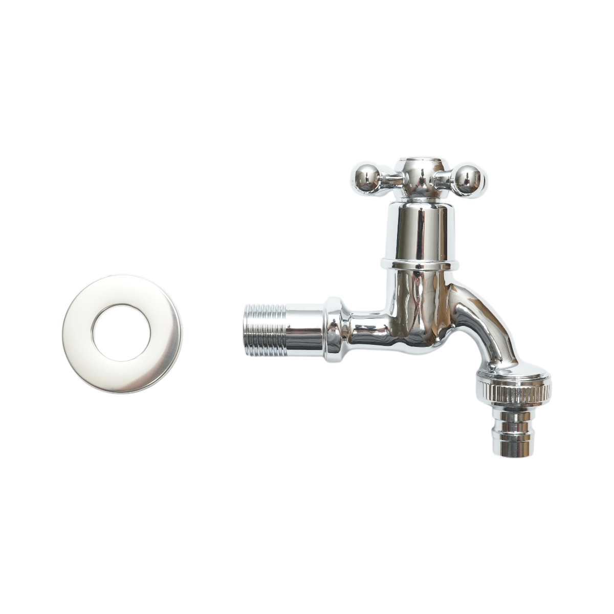 Rubinetto per acqua di servizio, montaggio a parete, acciaio inox, cromo lucido - immagine 2