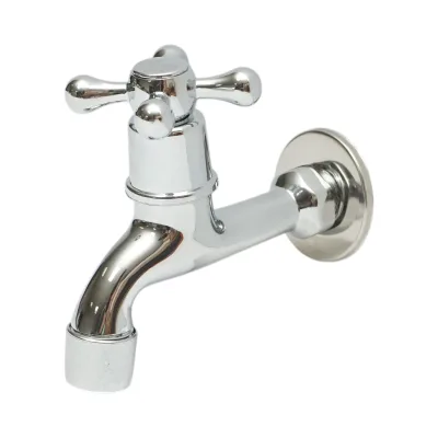 Rubinetto per acqua di servizio, montaggio a parete, acciaio inox, cromo lucido