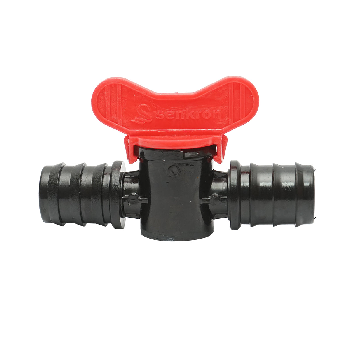 Rubinetto per tubo di gocciolamento uguale D25x25mm per sistemi di irrigazione.