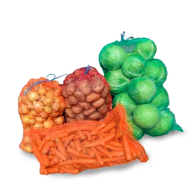Sacchetto a rete con maniglia 600x400mm tipo Raschel per verdure 20Kg arancione - immagine 4