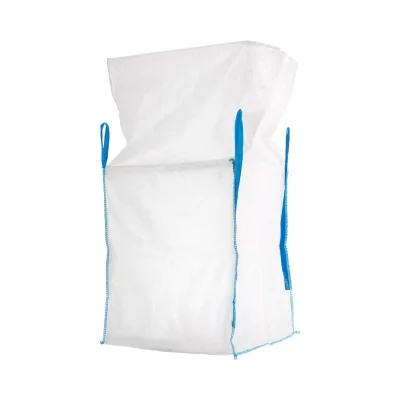 Saccone Big Bag 95x95x120 cm bianco, capacità 1500 kg, tipo U-Panel non laminato, fondo piano, apertura superiore con gonna 85 cm