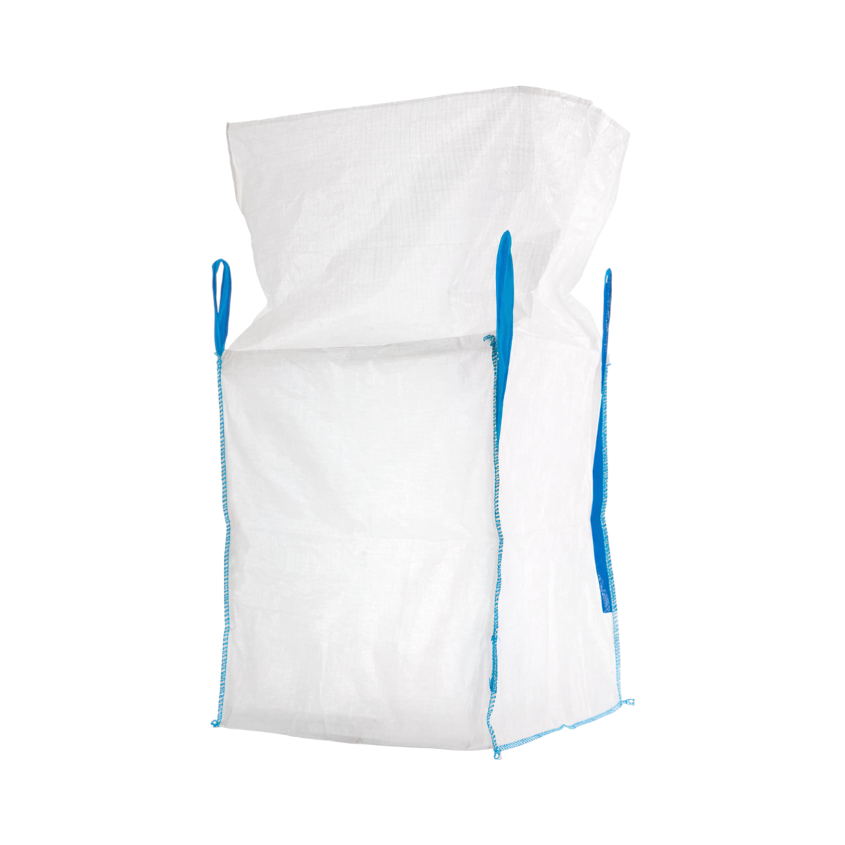 Saccone Big Bag 95x95x120 cm bianco, capacità 1500 kg, tipo U-Panel non laminato, fondo piano, apertura superiore con gonna 85 cm