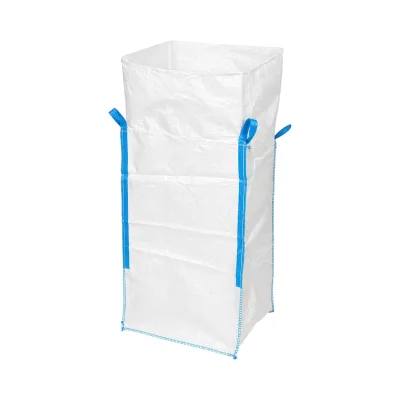 Saccone Big Bag 95x95x180 cm bianco, capacità 1500 kg, tipo U-Panel non laminato, fondo piano, apertura superiore con gonna 85 cm