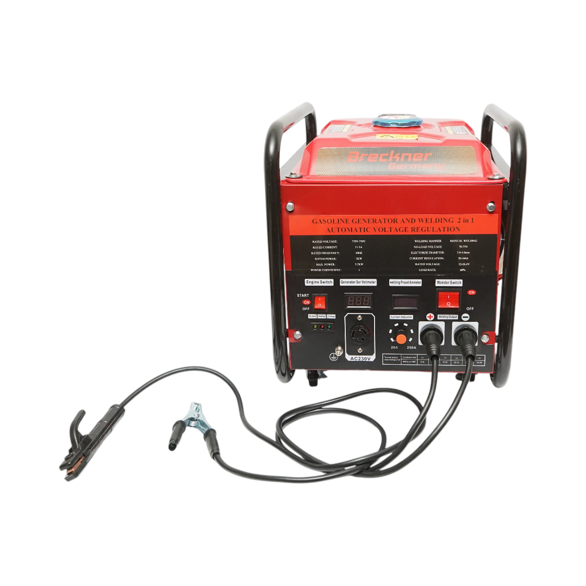 Saldatrice 160A con generatore elettrico 5KW/220V, motore a benzina 13 HP, avviamento manuale Breckner Germany - immagine 2