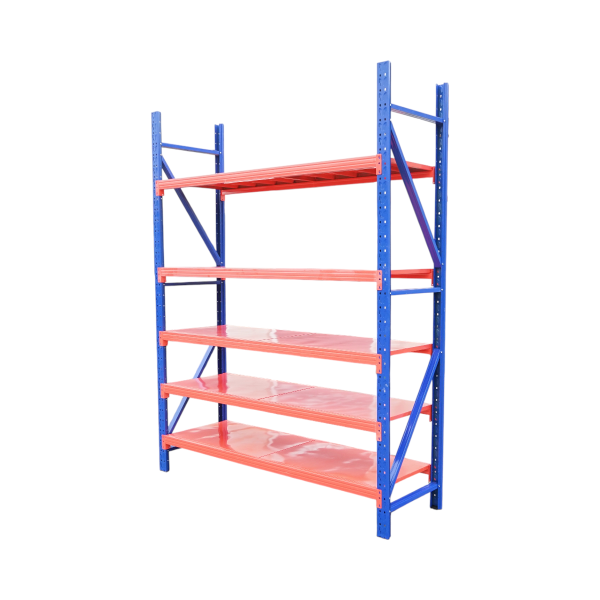 Scaffalatura metallica a 5 ripiani, 200x60x250 cm, 300 kg/ripiano, blu-arancione Breckner Germany - immagine 2